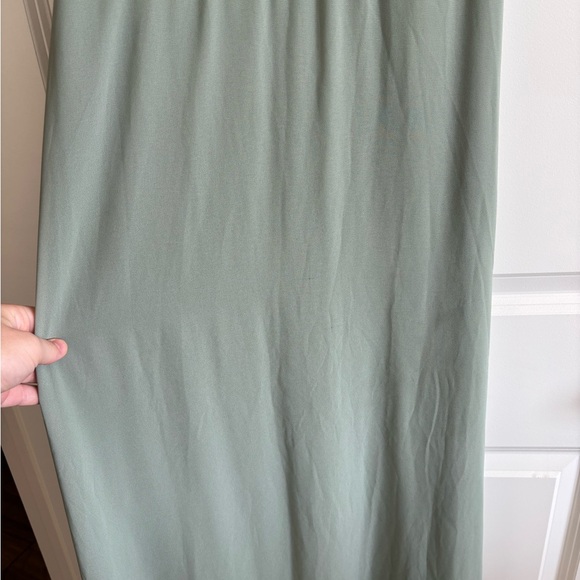 Lulu's Classic Elegance Sage Chiffon Sleeveless Mock Neck Maxi Dress - Picture 7 of 10